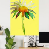 Daisy Yellow modern flower waterverf art Poster (Thuiskantoor)