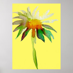 Daisy Yellow modern flower waterverf art Poster