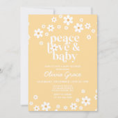 Daisy yellow Peace Love Baby shower Invitation Kaart (Voorkant)