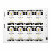 Daisy Zebra Print Bruiloft Wijnfles Etiketten (Full Sheet)