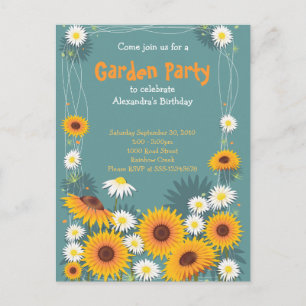 Daisy Zonnebloem Tuin Verjaardagsfeest Uitnodiging Briefkaart