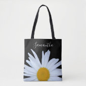 Daisy Zwart Wit Script Tote Bag (Voorkant)