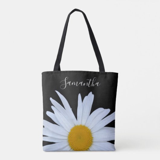 Daisy Zwart Wit Script Tote Bag (Achterkant)