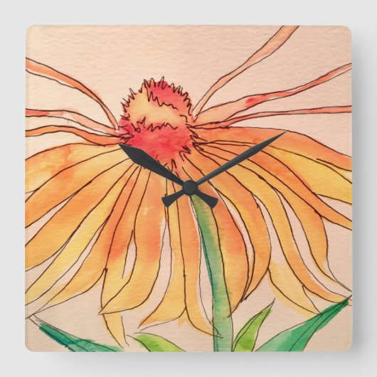 Daisyclock Vierkante Klok (Voorkant)