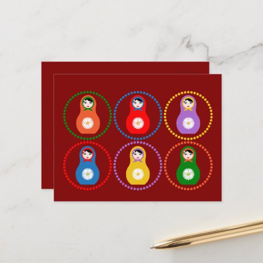 Daisyflower Matryoshka Briefkaart (Voorkant / Achterkant in situ)