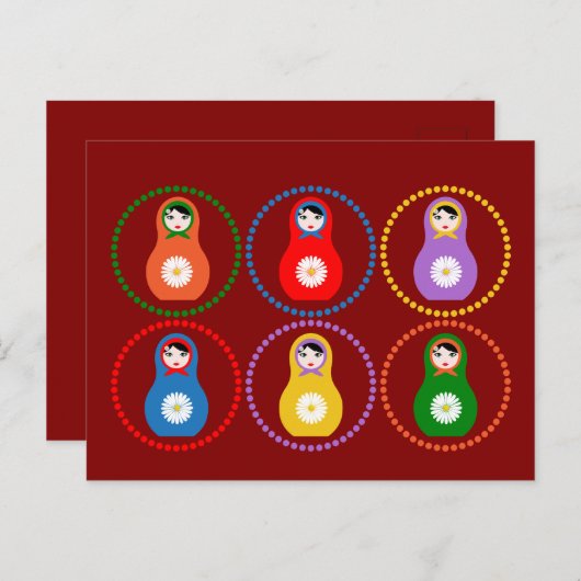 Daisyflower Matryoshka Briefkaart (Voorkant / Achterkant)