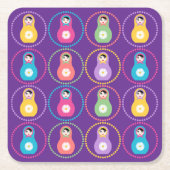 Daisyflower Matryoshka Kartonnen Onderzetters (Voorkant)
