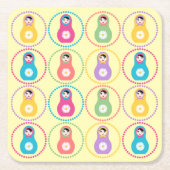 Daisyflower Matryoshka Kartonnen Onderzetters (Voorkant)