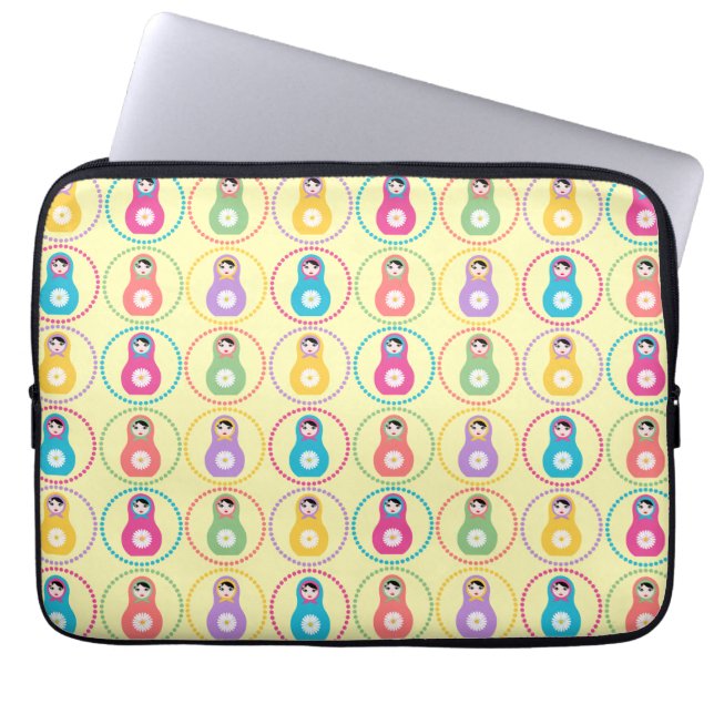 Daisyflower patroon laptop sleeve (Voorkant)