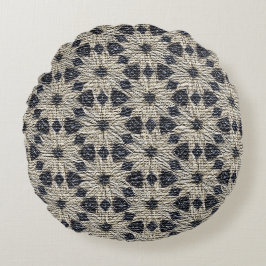 Daisys Blue Faux Burlap Design Rond Kussen