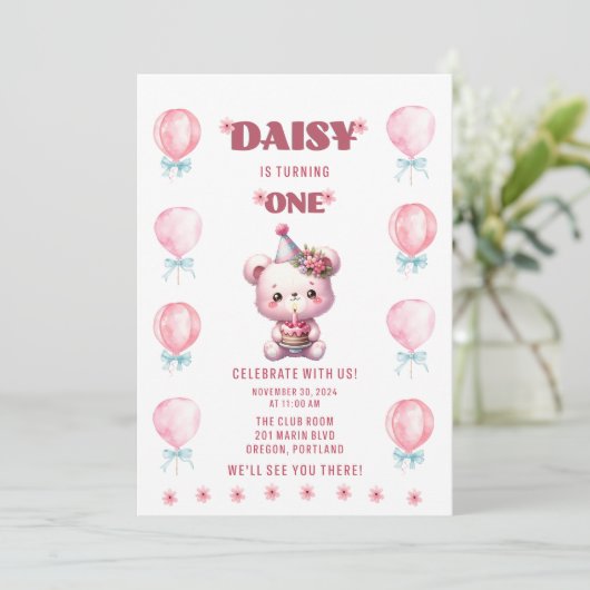 Daisy's eerste verjaardag kaart (Staand voorkant)