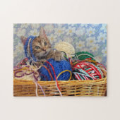 Daisy's Yarn - Kat in een mandje van Yarn Puzzle Legpuzzel (Horizontaal)