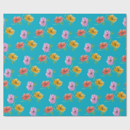 DaisyTrio Blauw inpakpapier (Vlak)