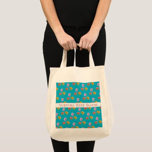 DaisyTrio Blauw inpakpapier Tote Bag (Voorkant (product))