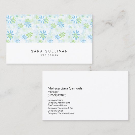 Daity Pastel Bloemen Web Design Visitekaartje (Voorkant / Achterkant)