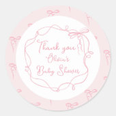 Daity strik roze hand getekende golvende lijst dan ronde sticker (Voorkant)