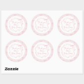 Daity strik roze hand getekende golvende lijst dan ronde sticker (Vel)
