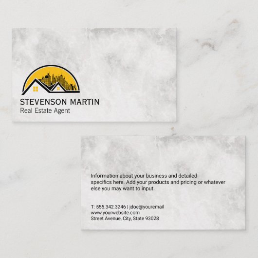 Dak en stadsgezicht | Marmer Visitekaartje (Voorkant / Achterkant)