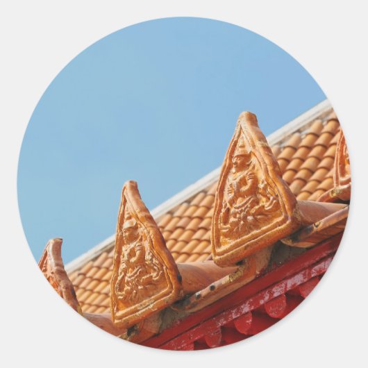 Dak van Boeddhistische Tempel in Thailand Ronde Sticker (Voorkant)