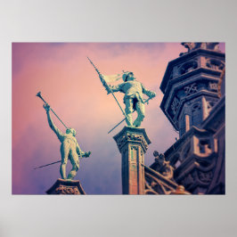 Dak van Maison du Roi op Grand Place in Brussel Poster