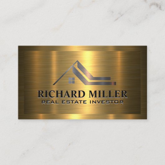 dak voor onroerend goed | Metaalgoud op goud Visitekaartje (Voorkant)