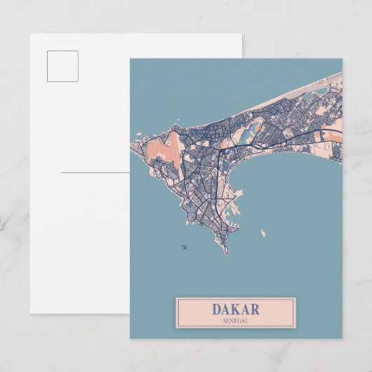Dakar Senegal Afrika Winderige Stad Kaart Reizen (Voorkant / Achterkant)