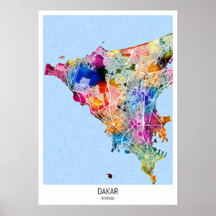 Dakar Senegal Stadsplattegrond Poster