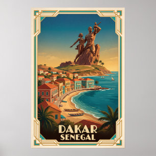 Dakar Senegal Vintage Retro Reizen Poster