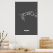Dakar, Senegal (wit op zwart) Poster (Keuken)