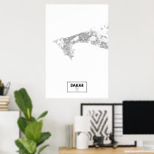 Dakar, Senegal (zwart op wit) Poster (Thuiskantoor)