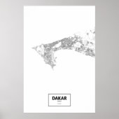 Dakar, Senegal (zwart op wit) Poster (Voorkant)
