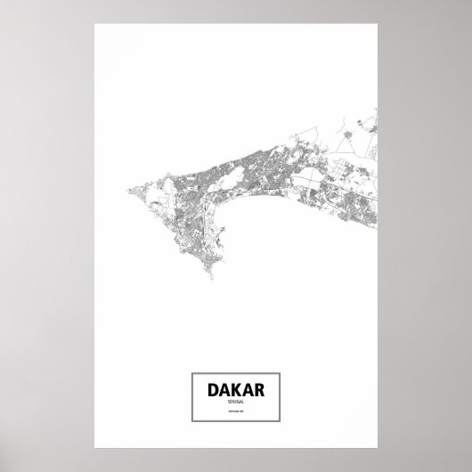 Dakar, Senegal (zwart op wit) Poster (Voorkant)