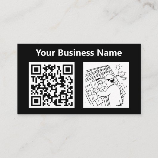 Dakbedekking Aannemer Illustratie & QR Code Visitekaartje (Voorkant)