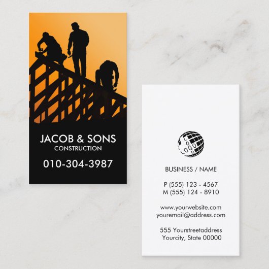 Dakbedekking constructie aannemer visitekaartje (Voorkant / Achterkant)