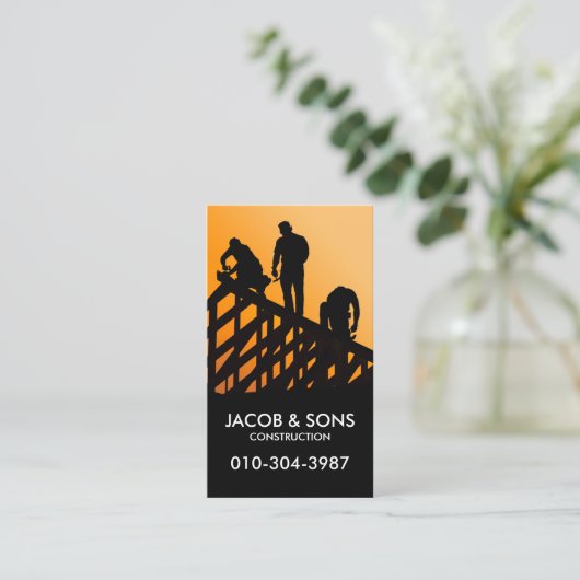 Dakbedekking constructie aannemer visitekaartje (Staand voorkant)