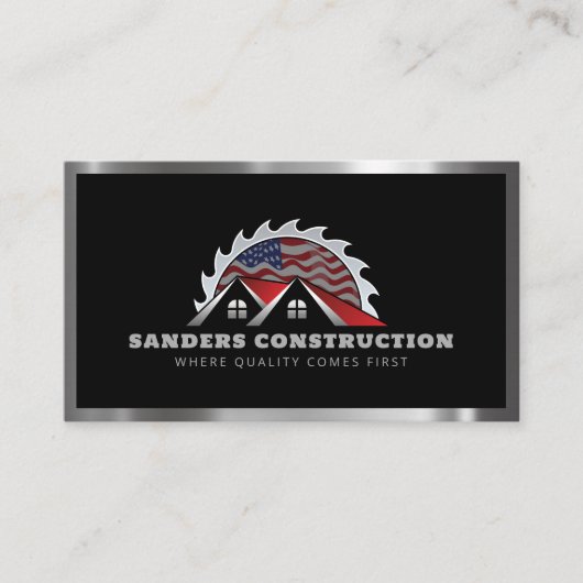 Dakbedekking Constructie Amerikaanse vlag QR Code Visitekaartje (Voorkant)