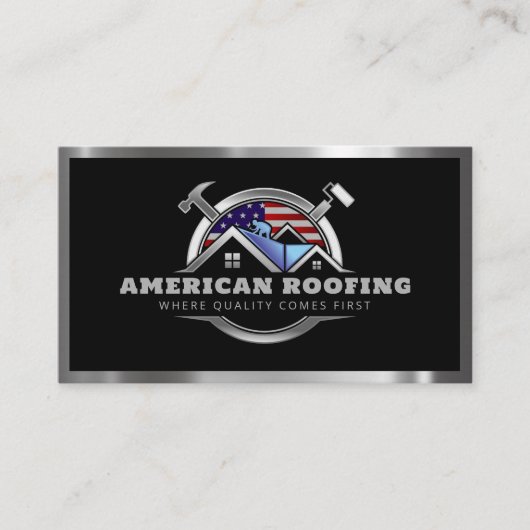 Dakbedekking Constructie Amerikaanse vlag QR Code Visitekaartje (Voorkant)