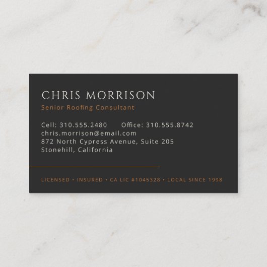 Dakbedekking dakdekker constructie Modern zwart ko Visitekaartje (Achterkant)