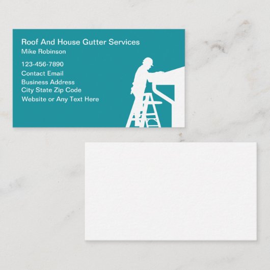 Dakbedekking en huis goten thema bouw visitekaartje (Voorkant / Achterkant)