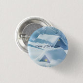 Dakbedekking met glitterende sneeuw ronde button 3,2 cm (Voorkant /achterkant)