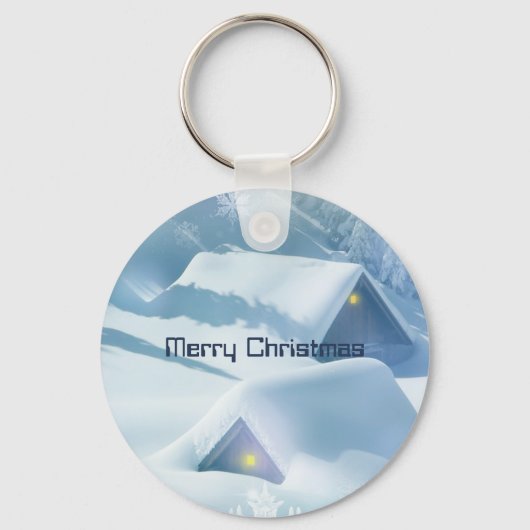 Dakbedekking met glitterende sneeuw sleutelhanger (Voorkant)