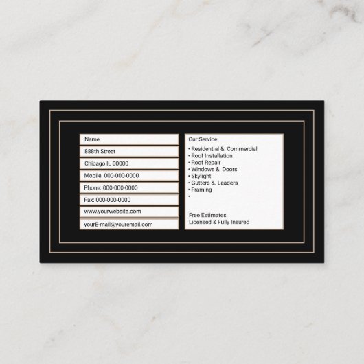 Dakbedekking Visitekaartje (Achterkant)