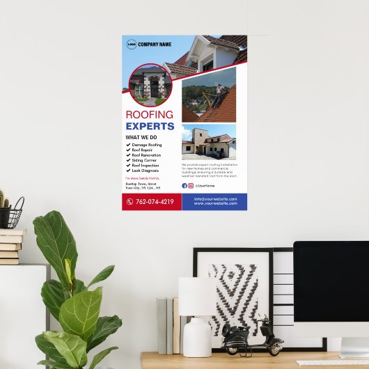 Dakbedekkingsservices op maat poster (Thuiskantoor)