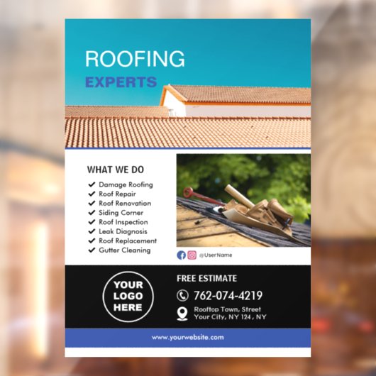 Dakbedekkingsservices op maat raamsticker (Vel 2)