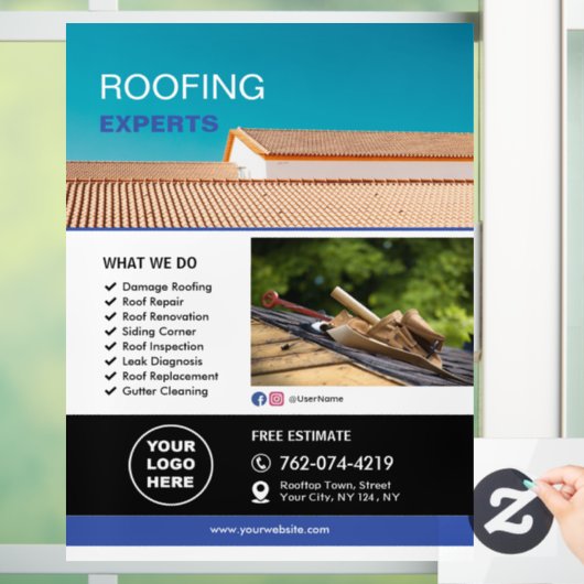 Dakbedekkingsservices op maat raamsticker (Huis)