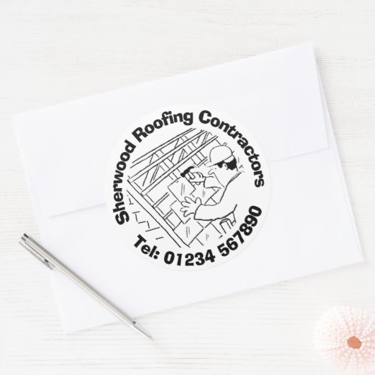 Dakbedrijf Dakreparatie & Bouw Ronde Sticker (Envelop)