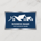 Dakdekker Bouwbedrijf Navy Blue House Visitekaartje (Voorkant)