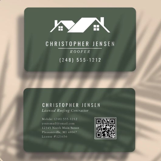Dakdekker QR-code donkergroen afgerond Visitekaartje