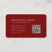 Dakdekker QR-code Eenvoudig Burgundy Afgerond Visitekaartje (Achterkant)
