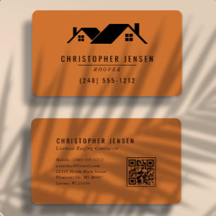 Dakdekker QR-code Verbrand Oranje Afgerond Visitekaartje